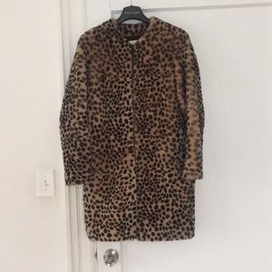 Loeffler Randall Cheetah Print Shearling Coat